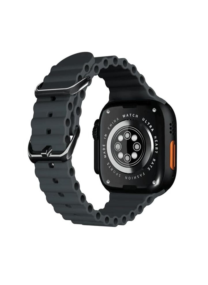 X9 Plus Ultra 2 (Super AMOLED) Screen Smart Watch (49mm/2.2inch) Full Screen | Aluminum Case With 2 straps Silicone & Fabric | Wireless Charge (black)