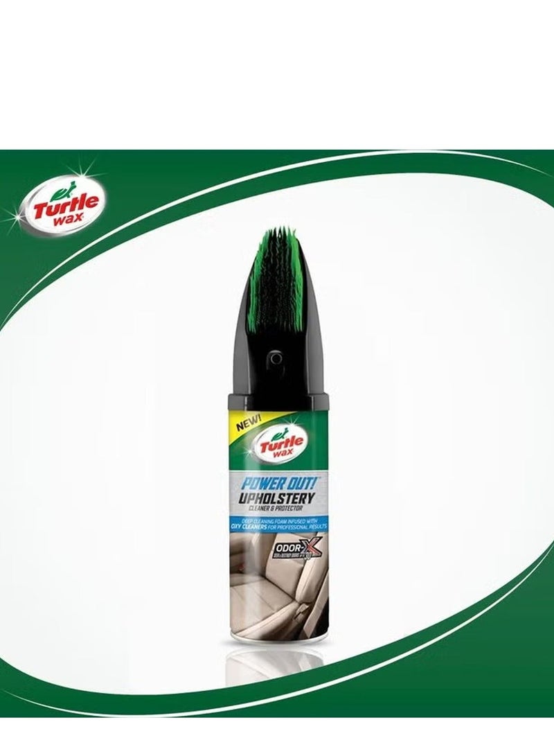 TurtleWax Turtle Wax Power Out Upholstery Cleaner with Brush, Car Interior Foam Cleaner Spray, Fabric Seat Cleaner, Carpet Cleaner, Leather Cleaner, Stain Remover, Odor Eliminator, Deep Cleaning Car Detailing Upholstery Protector - Image 1