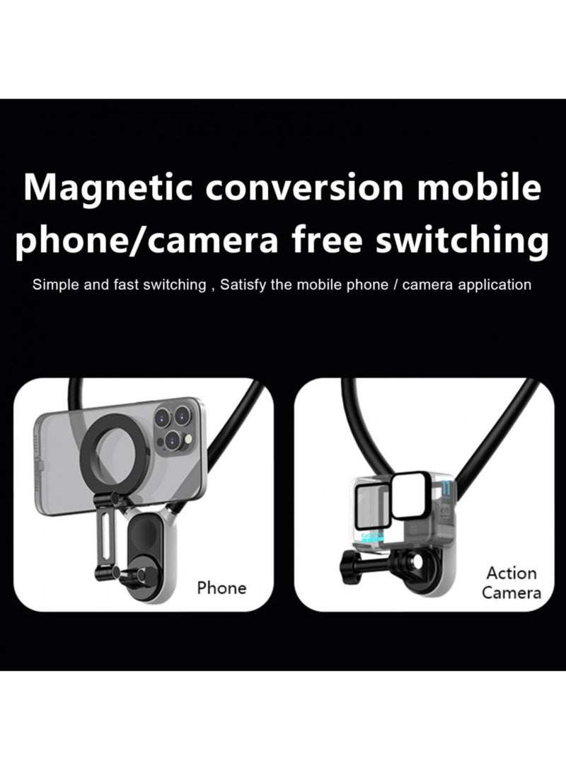 Neck Phone Holder Hands-Free Magnetic Neck Mount POV/Vlog Selfie Holder for  iPhone 15 14 13 12 11 10 SAMSUNG HUAWEI XIAOMI Phone Accessories (Pink)  - Image 5