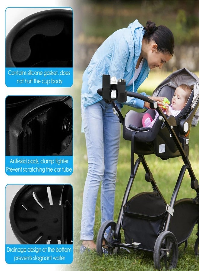 Elecphbo 4-in-1 Universal Stroller Cup Holder with 360° Phone Mount - Adjustable Drink & Phone Holder for Strollers, Wheelchairs, Bikes, and Scooters 【Black】 - Image 4
