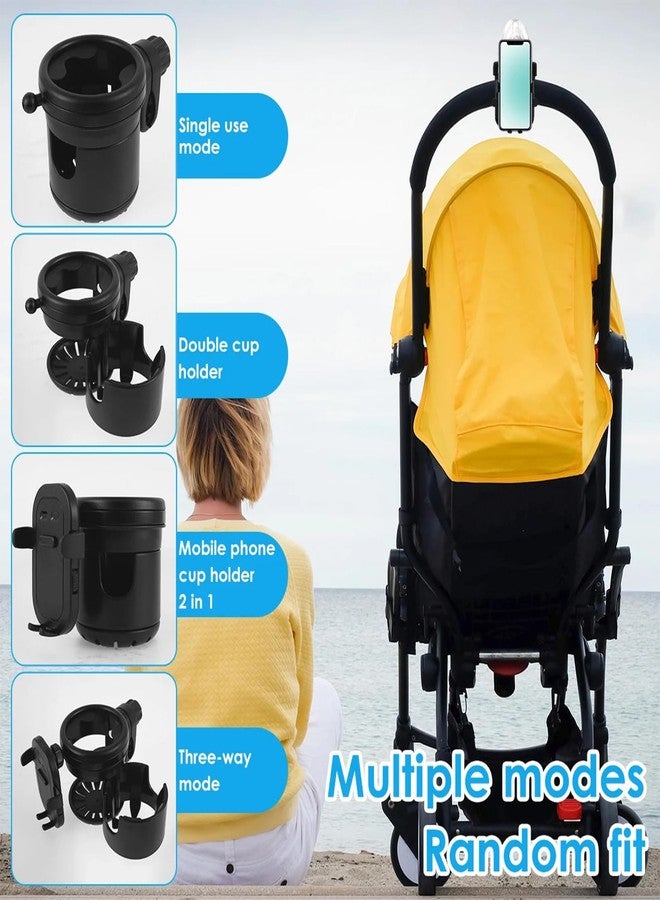Elecphbo 4-in-1 Universal Stroller Cup Holder with 360° Phone Mount - Adjustable Drink & Phone Holder for Strollers, Wheelchairs, Bikes, and Scooters 【Black】 - Image 3