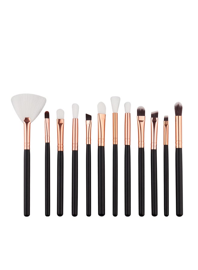 12 قطعة طقم فراشي مستحضرات تجميل أسود - Image 2