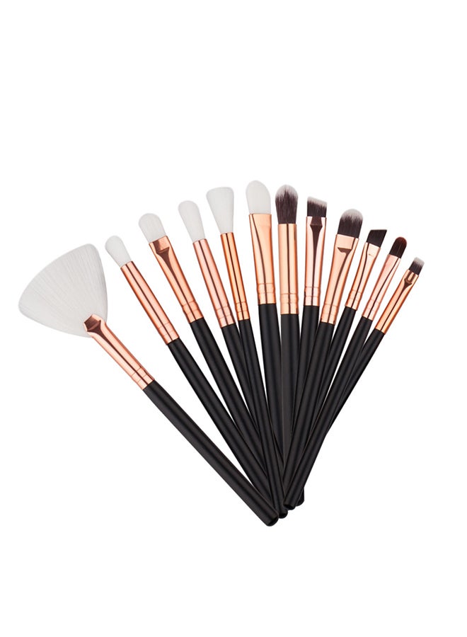 12 قطعة طقم فراشي مستحضرات تجميل أسود - Image 3