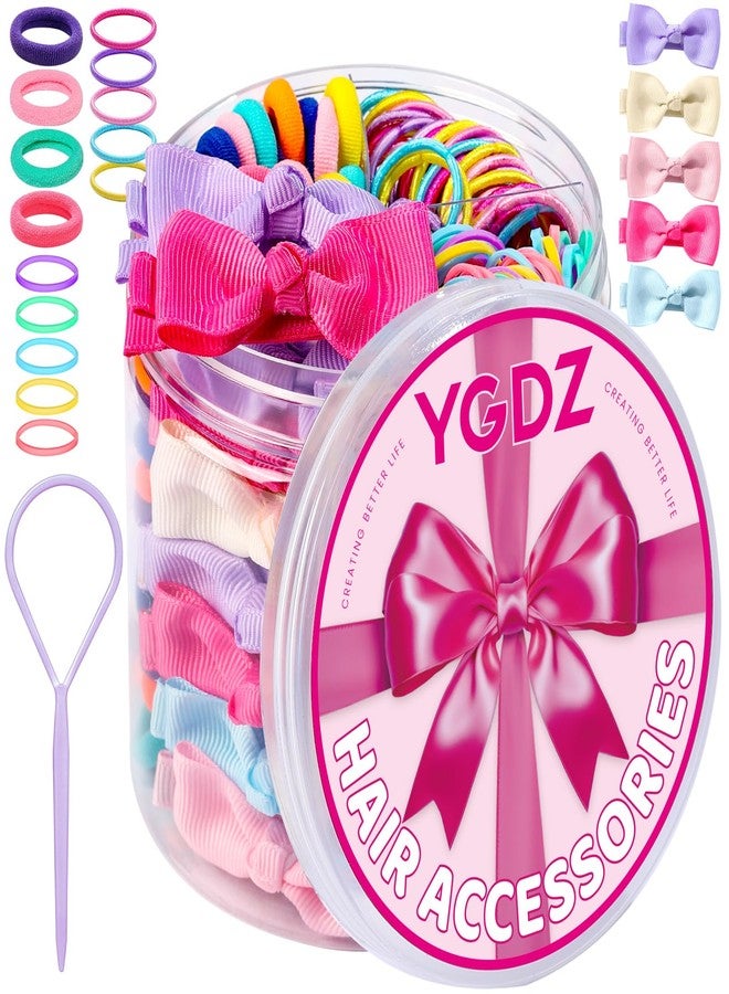 YGDZ Hair Accessories for Girls, Hair Ties for Little Girls, Elastic Baby Hair Ties, Rubber Bands for Hair, Bow Hair Clips, Kids Hair Ties, Small Hair Bands for Thin Hair, Toddler Hair Accessories - Image 1
