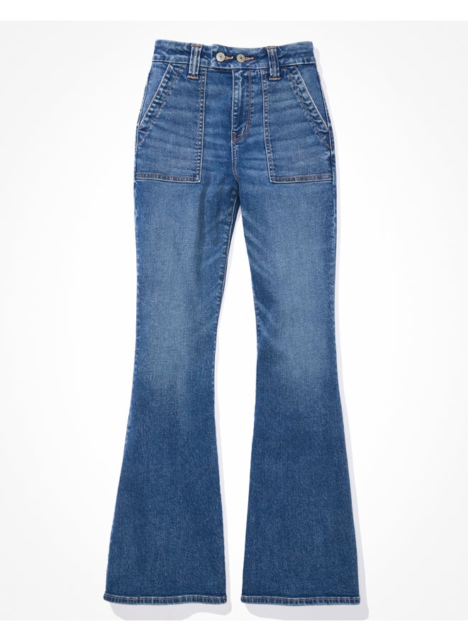 American Eagle - AE Next Level جينز متعرج فائق الخصر ومتوهج - Image 1