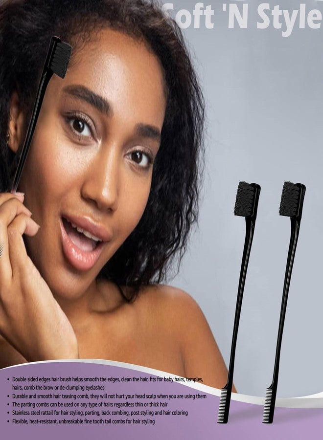 سوفت N ستايل فرشاة ومشط للتحكم في حواف الشعر من Soft 'N Style، مزدوجة الجوانب، عبوة من قطعتين (أسود) - Image 4