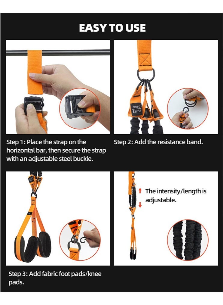 meayul Pull Up Assistance Bands, Heavy Duty Resistance Band for Pull Up Bar, Adjustable Weight/Size with Fabric Feet and Knee Rest, Bands for Pull Up Assist for Strength Training, Pull Up Assist Band, Training at Home & Gym, with Carrying Bag - Image 4