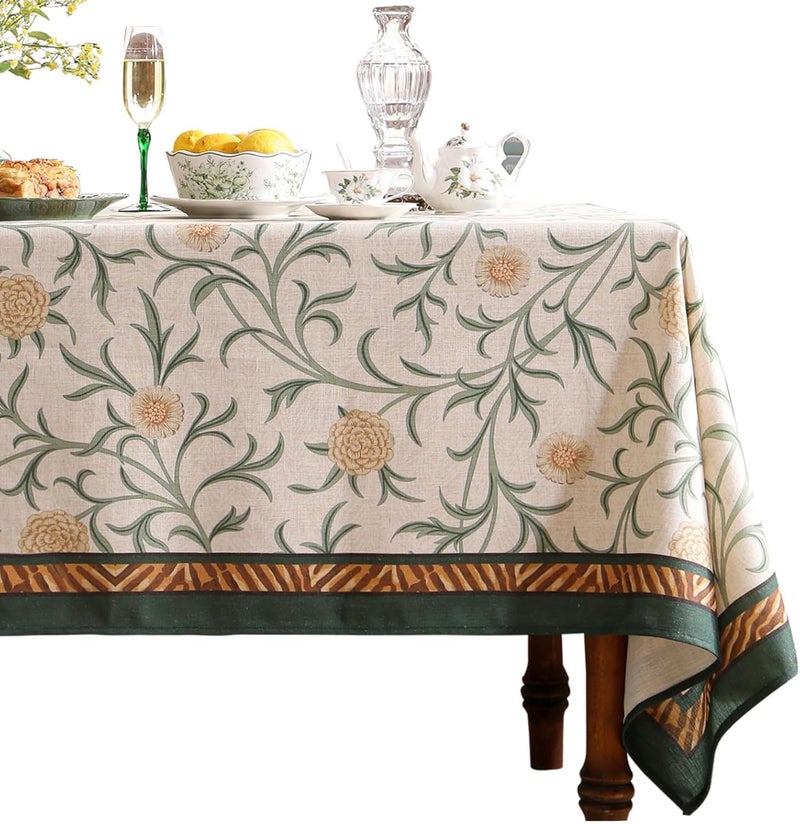 patdrea Linen Floral TableclothDecorative Thick French Table Cloth Rectangle Square for Kitchen Dining Christmas 55 x 71 - Image 1