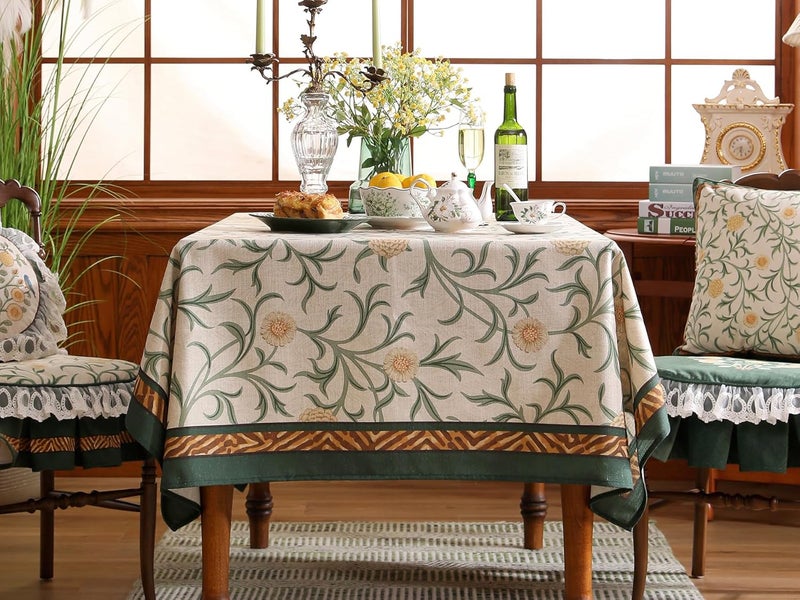 patdrea Linen Floral TableclothDecorative Thick French Table Cloth Rectangle Square for Kitchen Dining Christmas 55 x 71 - Image 3