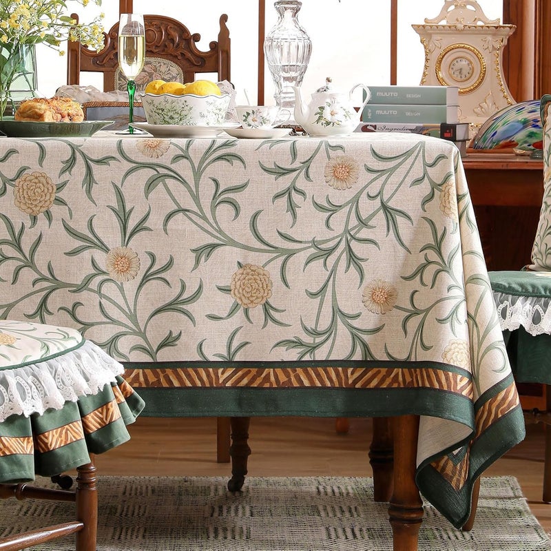 patdrea Linen Floral TableclothDecorative Thick French Table Cloth Rectangle Square for Kitchen Dining Christmas 55 x 71 - Image 2