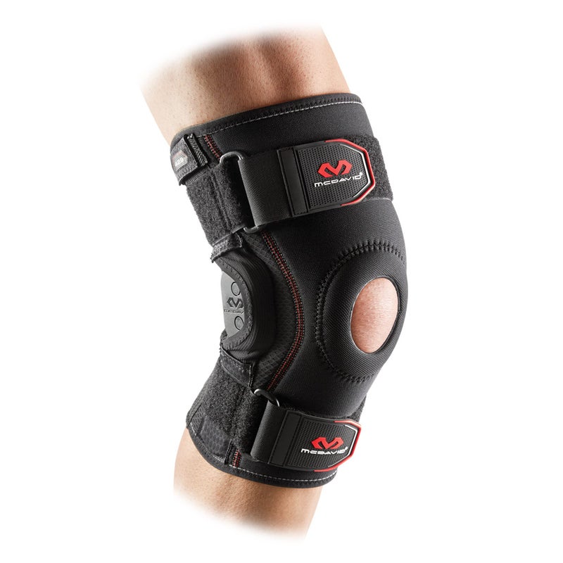 McDavid Knee Brace, Maximum Support with Polycentric Hinges & Cross Straps, Comfortable Compression & Extra Stability, Black, L - Image 1