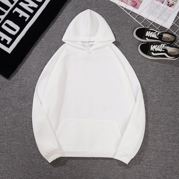 Plain casual hoodie student plus fleece hoodie Hoodies for c White 