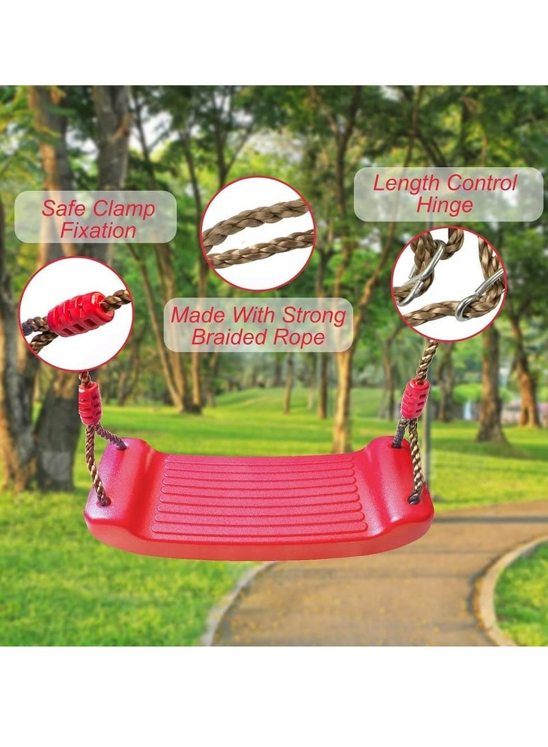 Joyelink Swing Set, Easy To Install, Adjustable Rope, Safe And Durable, Children'S Outdoor Plastic Swing, Outdoor And Indoor Seats, Comfortable Children'S Swing, Red - Image 2