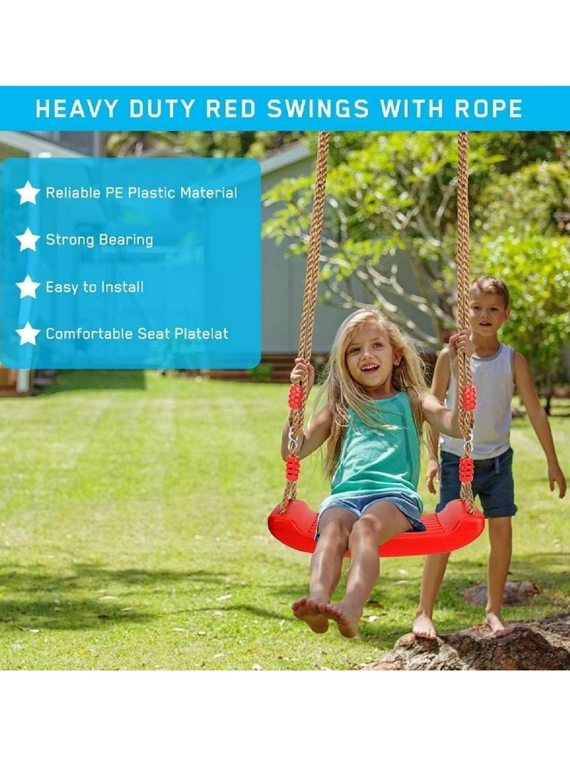 Joyelink Swing Set, Easy To Install, Adjustable Rope, Safe And Durable, Children'S Outdoor Plastic Swing, Outdoor And Indoor Seats, Comfortable Children'S Swing, Red - Image 3
