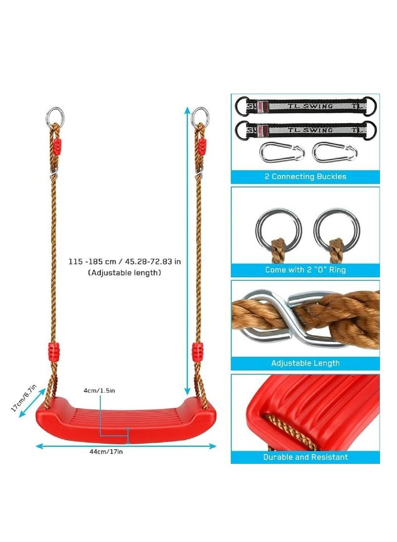 Joyelink Swing Set, Easy To Install, Adjustable Rope, Safe And Durable, Children'S Outdoor Plastic Swing, Outdoor And Indoor Seats, Comfortable Children'S Swing, Red - Image 4