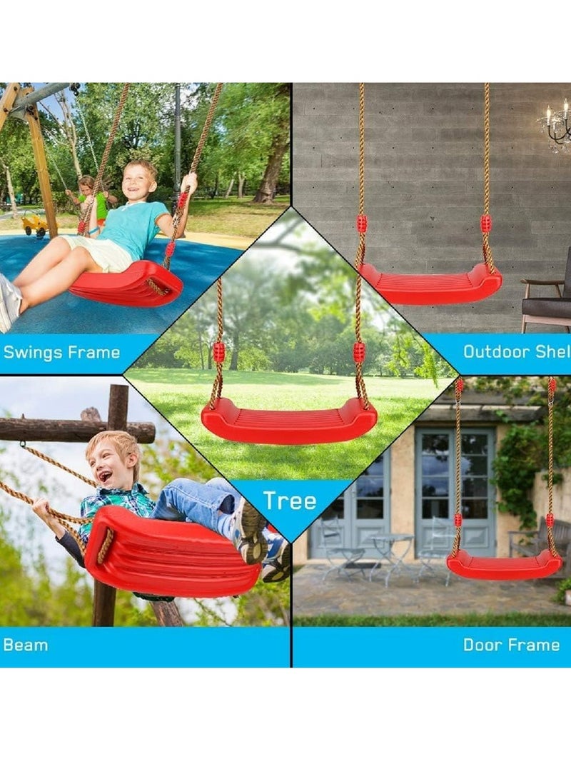 Joyelink Swing Set, Easy To Install, Adjustable Rope, Safe And Durable, Children'S Outdoor Plastic Swing, Outdoor And Indoor Seats, Comfortable Children'S Swing, Red - Image 5
