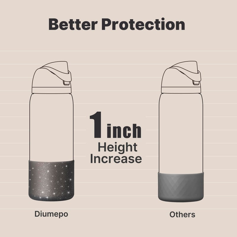 Diumepo Silicone Boot for 32 oz Owala Water Bottles, Anti-Slip Protective Sleeve for Owala Twist & FreeSip & Flip Insulated Water Bottle, Boot Bottom Base (Glitter Black) - Image 4
