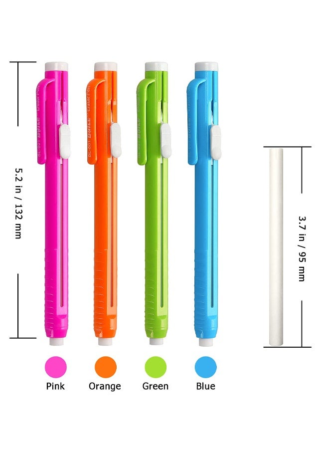 4 Pieces Retractable Mechanical Eraser Pen, Pen-Style Erasers Pencil Click Big For Drawing, Art, Drafting, Sketching Adults, Kids Office, School Supplies - Image 2