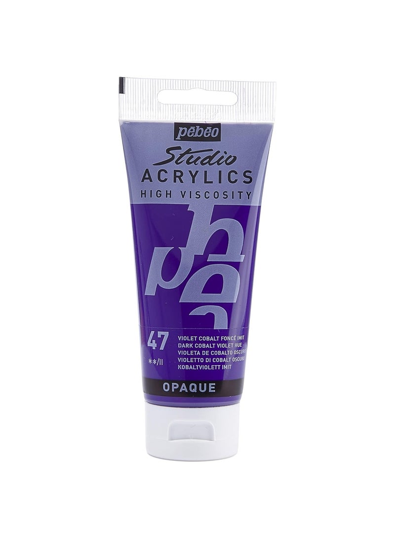 Pebeo Studio Acrylics Acrylic Paint Tube 100ml Content Dark Cobalt Violet Hue - Image 1