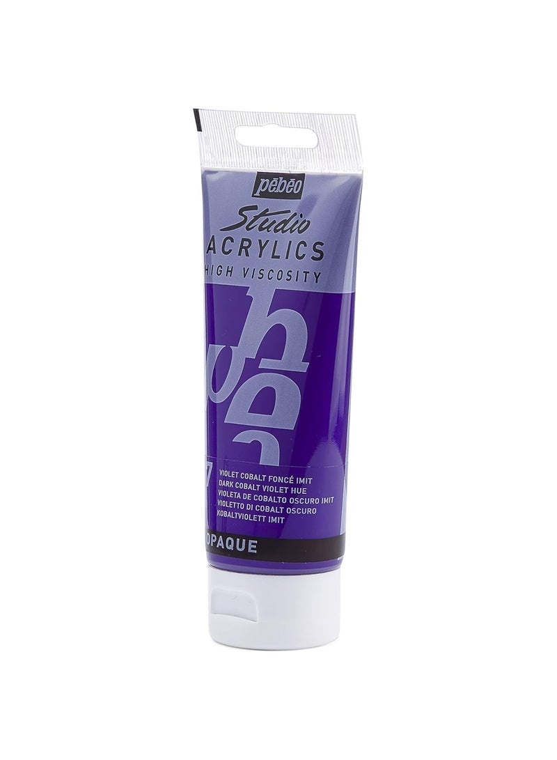 Pebeo Studio Acrylics Acrylic Paint Tube 100ml Content Dark Cobalt Violet Hue - Image 2