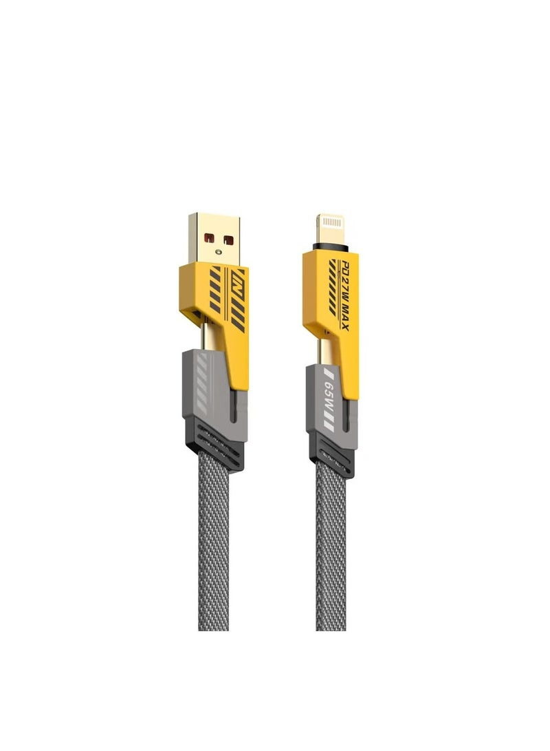 4 in 1 Data Cable Portable Fast Charging Cord for Travel/External Cables & Accessories with USB Type-C Port and Retractable USB Type-C Fast Charger Port,