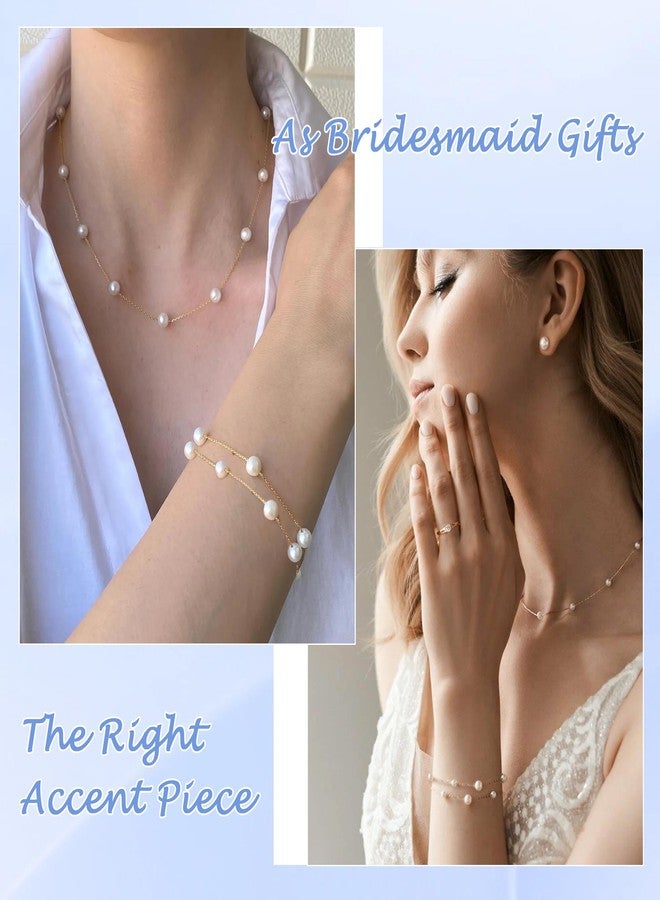 DAYANEY Pearl Bracelets for Women, 18K Gold Plated Bracelets Stack as Gifts for Girls, 6 MM Layered Pearl Jewelry as Wedding Bridesmaid Gifts, Beach Summer Braclets Birthday Accessories - Image 3