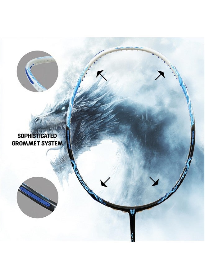 TANSO Black Ice Full Graphite Ultra Light Weight Carbon Fibre Strung Badminton Racket (35 Lbs Tension, 6.5mm ultra slim shaft, 77 Grams, Strung with premium strings and full racquet cover) (Defensive) - Image 4