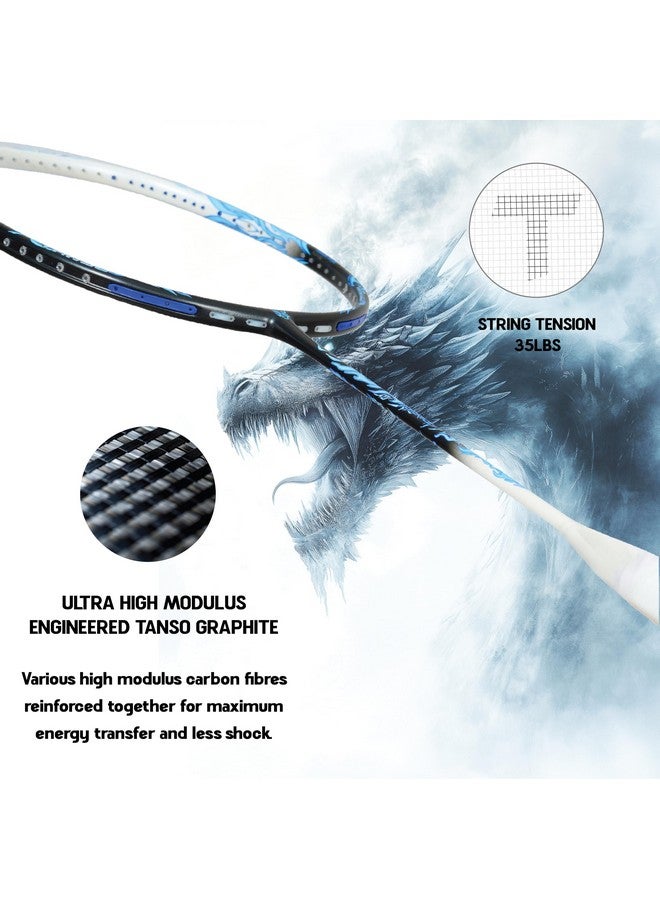 TANSO Black Ice Full Graphite Ultra Light Weight Carbon Fibre Strung Badminton Racket (35 Lbs Tension, 6.5mm ultra slim shaft, 77 Grams, Strung with premium strings and full racquet cover) (Defensive) - Image 3