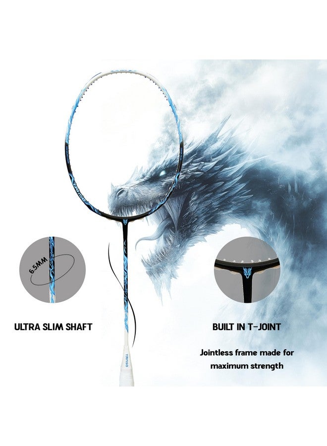 TANSO Black Ice Full Graphite Ultra Light Weight Carbon Fibre Strung Badminton Racket (35 Lbs Tension, 6.5mm ultra slim shaft, 77 Grams, Strung with premium strings and full racquet cover) (Defensive) - Image 5