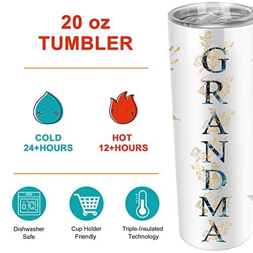 ZOKCC Gifts for Grandma- Best Grandma Stainless Steel Tumbler- Cute Grandma's Mother's Day Birthday Christmas Gifts- Gift for Grammy, Grandmothers, Grandmom from Grandchild Grandson Granddaughter - Image 2