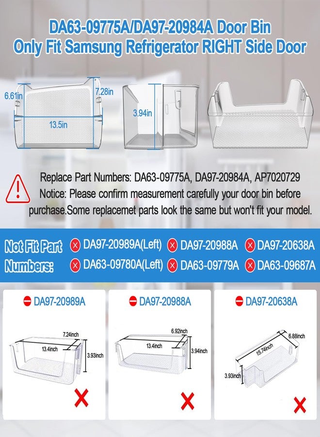 S-Union [2 PACK] Upgraded DA97-20984A Refrigerator Door Bin for Samsung Refrigerator Door Shelf Replacement RF27T5241SR RF27T5201SR RF28T5001SR RF28T5021SR Door Shelf Parts,DA63-09775A Fridge Right Door Bin - Image 3