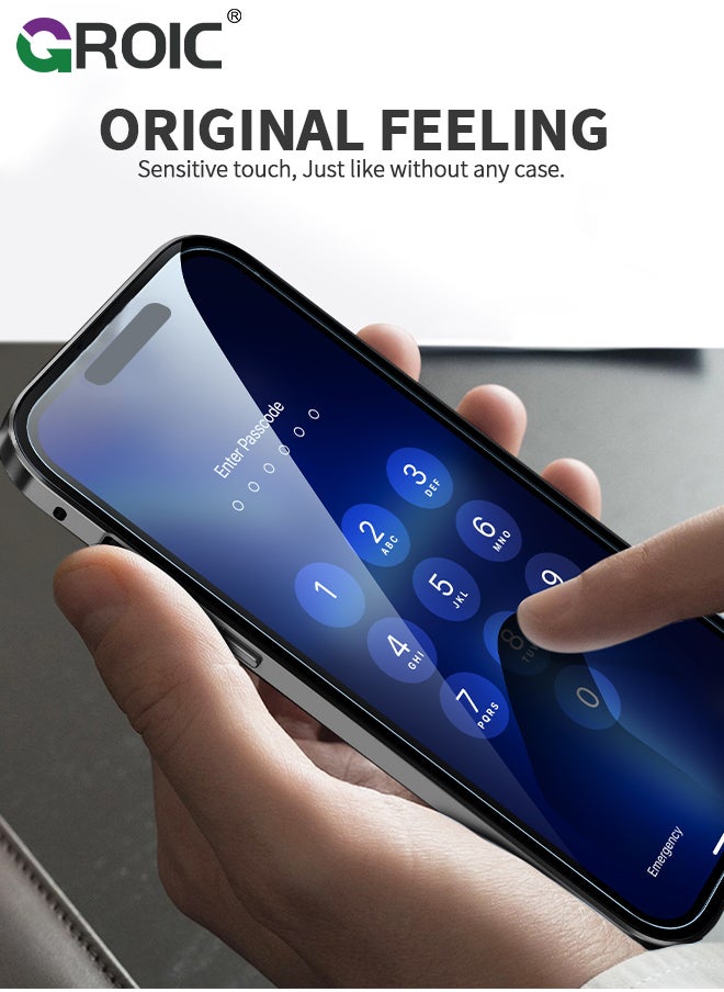 GROIC Privacy Magnetic Case for iPhone 15 with Anti Peeping, Magnetic Tempered Glass Double-Sided Phone Case iPhone 15 Screen Protector, Case Clear for iPhone 15  - Image 4