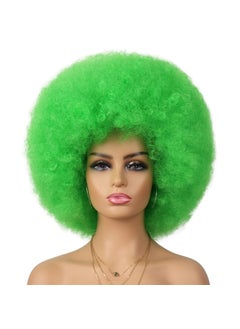 G&T Wig GT Wig 70s Afro Green Wigs for Women Glueless Wear and Go Wig Costume Cosplay Disco Funny Wigs Heat Resistant Bouncy Wigs Short Afro Kinky Curly Wigs for St Patricks Day PartyGreen 