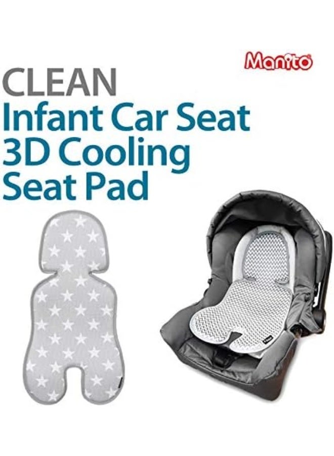 مانيتو Clean Infant Carseat 3D Mesh Seat Pad/Cushion/Liner (Star Grey) - Image 4