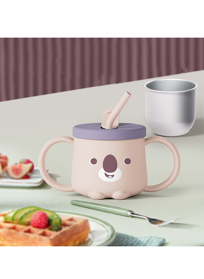 Arabest كوب انتقال للأطفال حساس للحرارة مع غطاء قشة وداخلية من الفولاذ المقاوم للصدأ 250 مل - Image 2