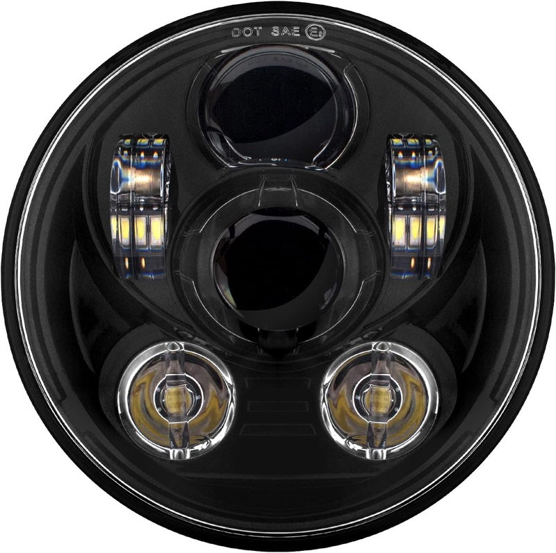 HogWorkz 5.75 Inch LED V2 Headlight - Daymaker Replacement for Harley Davidson Dyna Sportster Softail - Black - Image 1