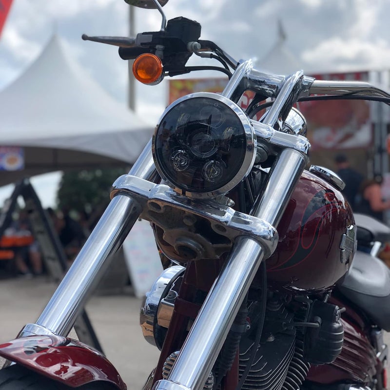 HogWorkz 5.75 Inch LED V2 Headlight - Daymaker Replacement for Harley Davidson Dyna Sportster Softail - Black - Image 2