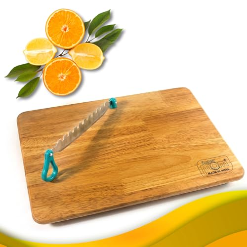 SUPERMOM Chopping Board 1 Pc – Wooden Multifunctional Craft Cut & Chop Board with Stainless Steel Knife – 2-in-1 Vegetable Slicer & Fruit Cutter with AdjustableNon Slip Handle – Ideal for Kitchen Use - Image 1