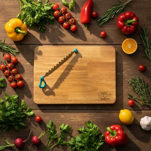 SUPERMOM Chopping Board 1 Pc – Wooden Multifunctional Craft Cut & Chop Board with Stainless Steel Knife – 2-in-1 Vegetable Slicer & Fruit Cutter with AdjustableNon Slip Handle – Ideal for Kitchen Use - Image 2