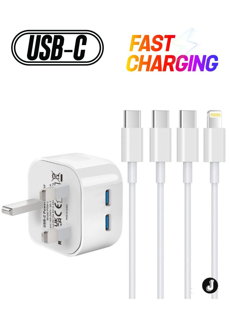 JAJEEK 2-Pack iPhone 16 Charger – Fast Charging USB-C to Lightning Cable & Plug for iPhone 16/15/14/13/12/11 Pro/Pro Max/XS Max/XR/SE/8 Plus, iPad Pro Air Mini (1M Long) - Image 1