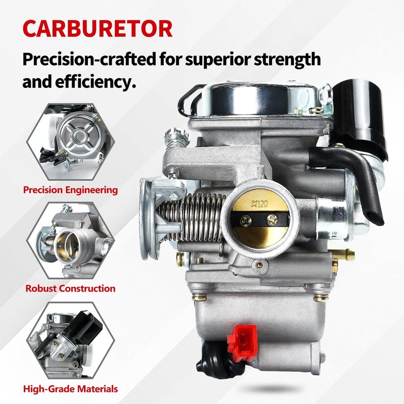 YDO Carburetor for GY6 125cc 150cc 4 Stroke Engines with Intake Manifold - Image 2