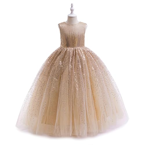 DPKM Flower Girls Sequin Dress Bridesmaid Sparkle Formal Wedding Party Birthday Kids Pageant Princess Prom Ball Gown - Image 4