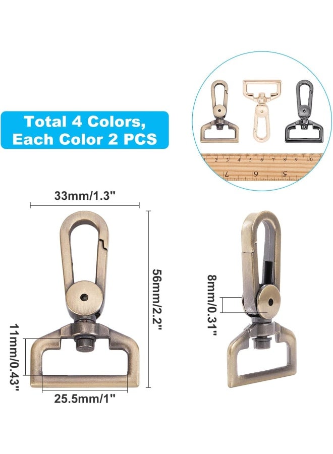 8 Pcs 4 Colors 1.2" Push Gate Trigger Snap Lanyard Hooks Metal D Ring Swivel Lobster Claw Clasp for Purse Straps Bags Belting Key Ring DIY Craft Making  - Image 2