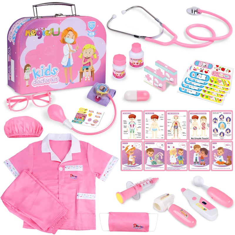 Magic4U Kids Doctor Costume Kit with Real Working Stethoscope and Carry Case 34 Pieces PretendnPlay Realistic Medical Dr Toys for Toddler Boys Girls - Image 2