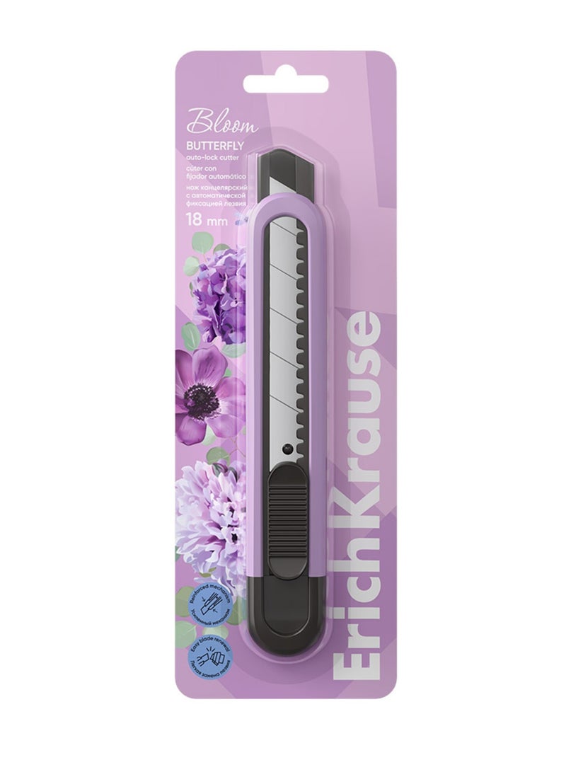 ErichKrause 1-Piece Pastel Bloom Butterfly Themed 18mm Utility Cutter Assorted Colours - Image 1