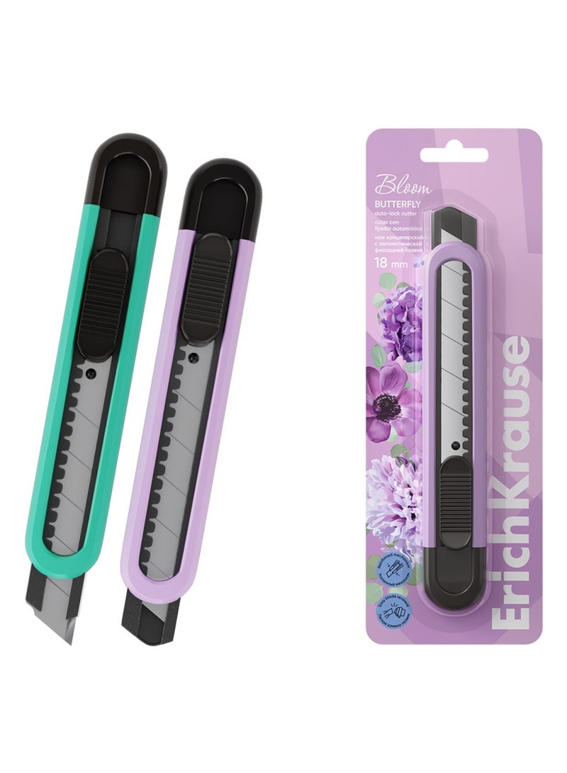 ErichKrause 1-Piece Pastel Bloom Butterfly Themed 18mm Utility Cutter Assorted Colours - Image 3