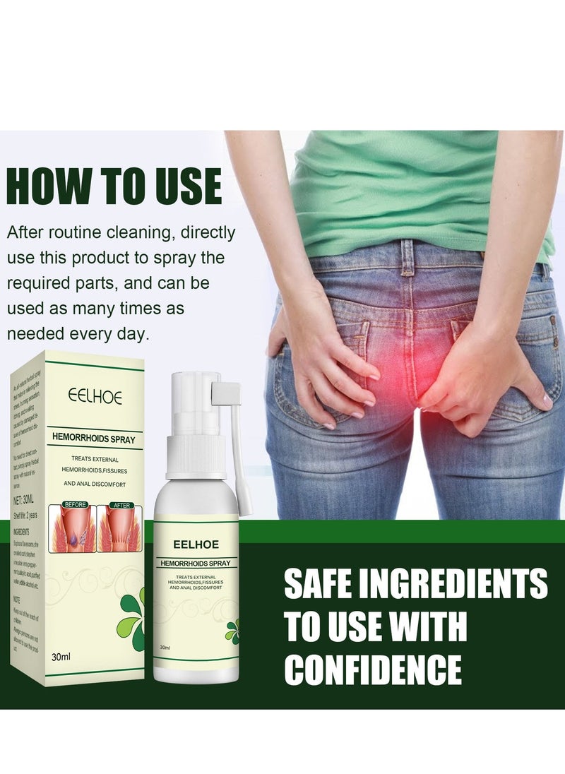 EELHOE 30ML Hemorrhoid Spray, Korean Natural Herbal Hemorrhoids Spray Pain Itch Relief, Hemorrhoid and Fissure Treatment, Hemmoroids Treatment Removal Spray (1pcs) - Image 4