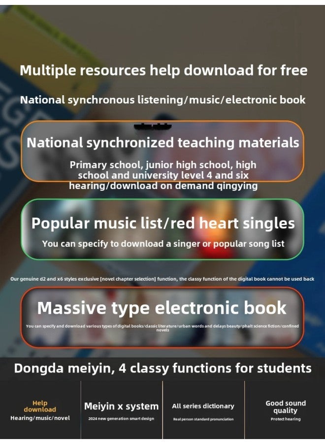 Touch Screen Dedicated Charm Sound 3 Screen Broadcast Full Bluetooth Dongda Walkman Students 34 High School Students Version-Body Color:Dazzling Black Buttons Qingying D2 Pro+ Qingying Bluetooth 6.0/headphones+otg+protective Case/eye Protection-Memory Capacity:16gb Learning Version Qingying Without Novel Video Function Qingying Qingying Super Top Gift Pack⭐Qingying Standard Configuration+  - Image 3