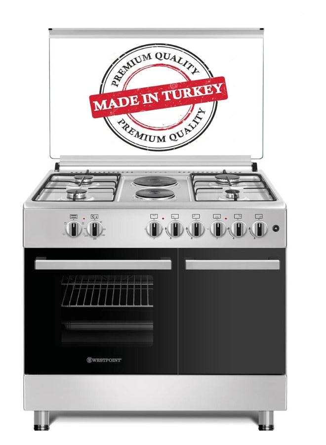 Westpoint WCER-9642E6IBOD 90x60cm Freestanding Cooker, Full Gas Cooking Range with 6 Burners Automatic Ignition & Full Safety, Cast Iron Pan Support, Stainless Steel Finish MADE IN TURKEY 6 WCER-9642E6IBOD Silver - Image 1