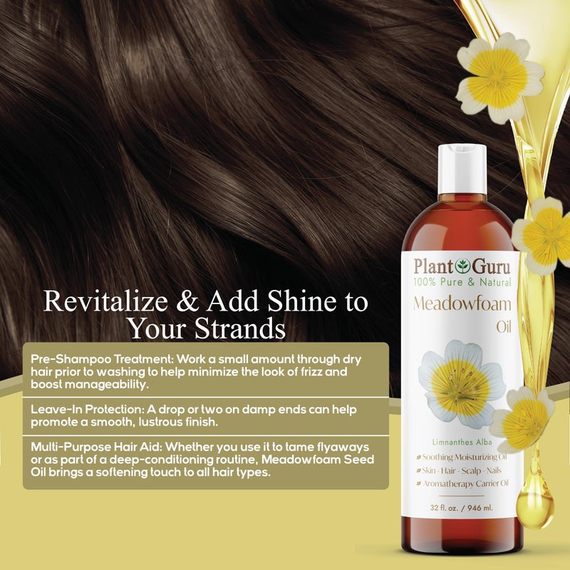 Plant Guru Meadowfoam Oil 2 fl. oz. Cold Pressed 100% Pure Natural Carrier â€“ Skin, Face, Body, and Hair Moisturizer. Ideal for DIY Creams, Lotions, and Lip Balms - Image 5